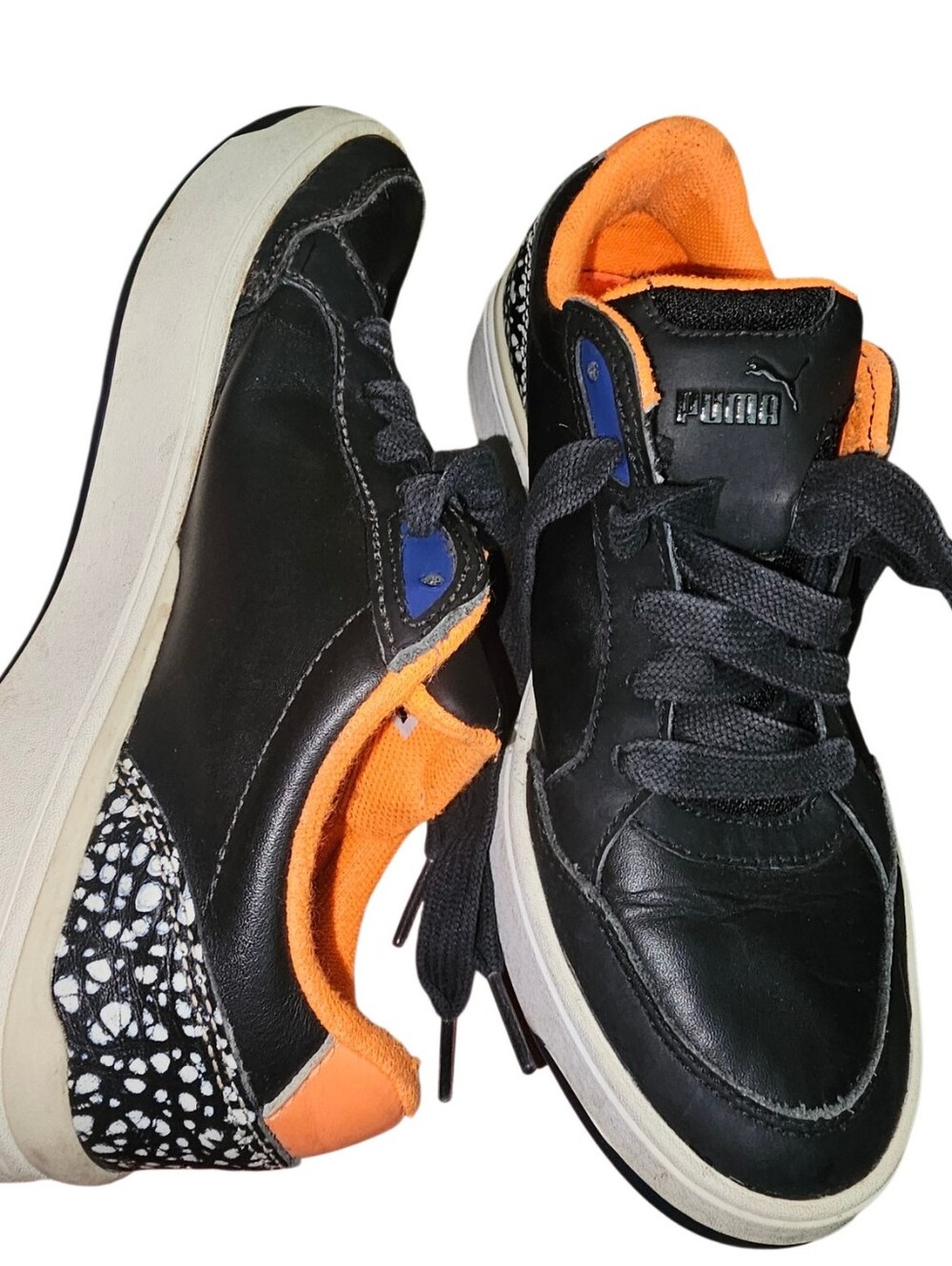 PUMA Kids Black & Orange Low-Top Sneakers